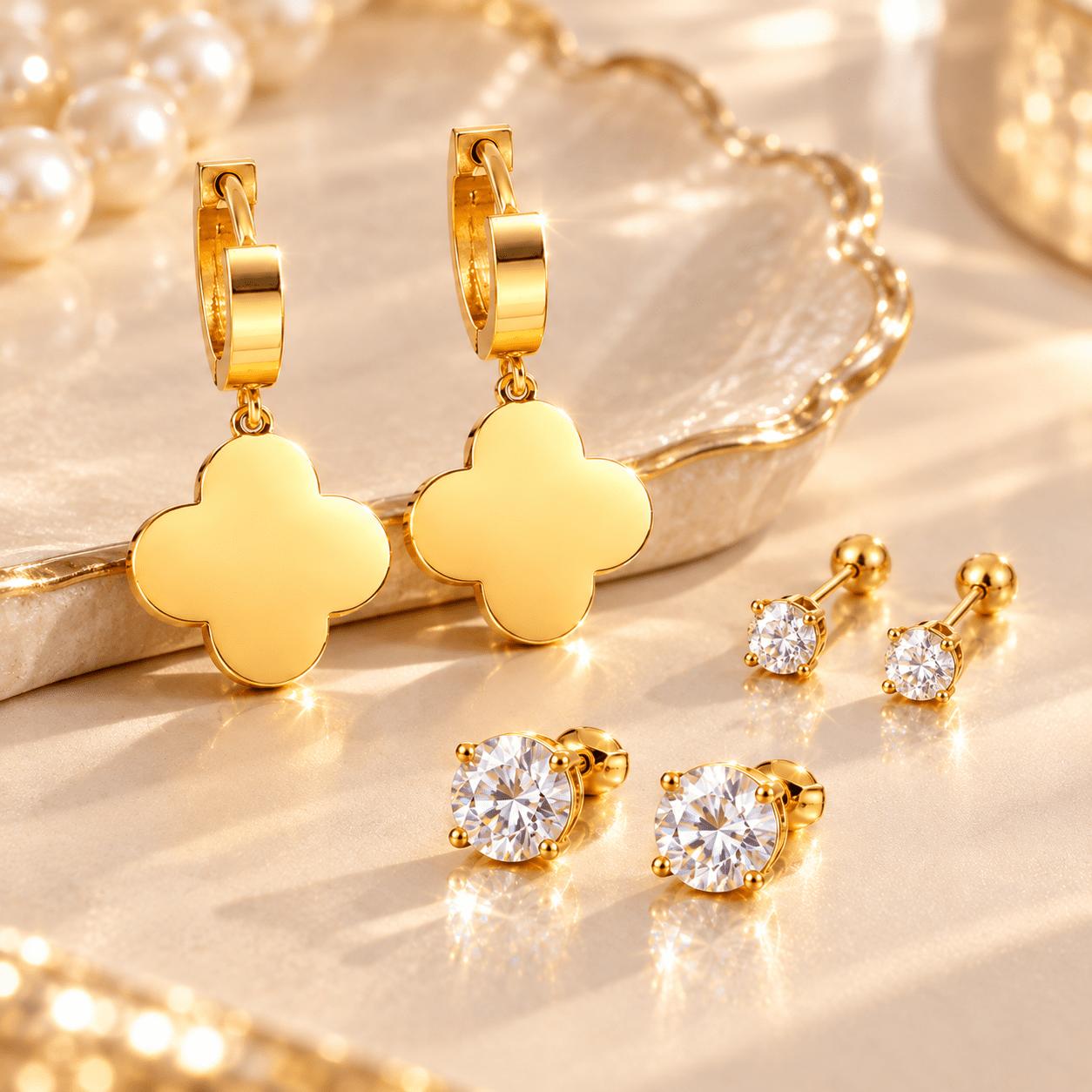 6pcs Luxury Multi-Style Earring Combo Set, Elegant Stackable